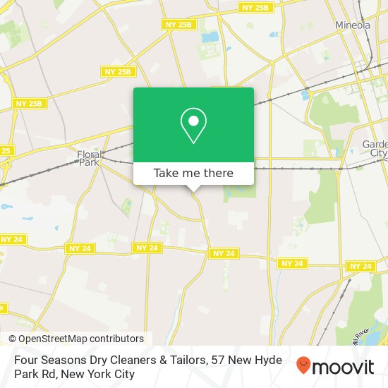 Mapa de Four Seasons Dry Cleaners & Tailors, 57 New Hyde Park Rd