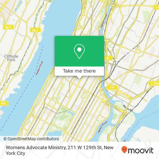 Mapa de Womens Advocate Ministry, 211 W 129th St