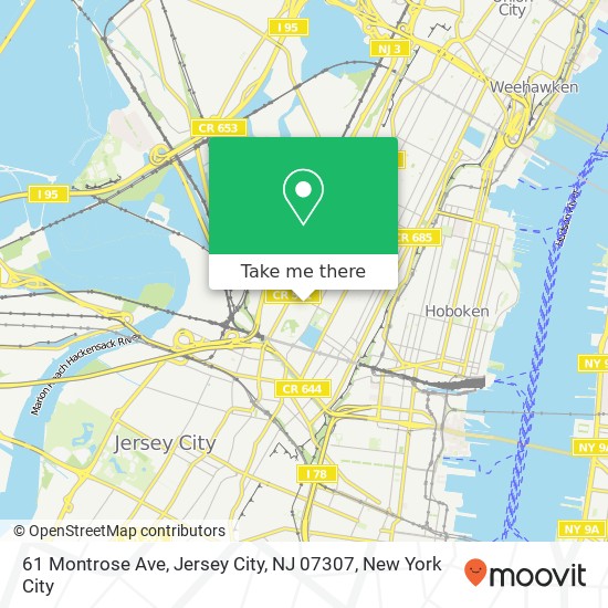 Mapa de 61 Montrose Ave, Jersey City, NJ 07307