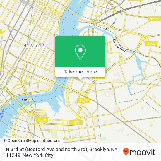 Mapa de N 3rd St (Bedford Ave and north 3rd), Brooklyn, NY 11249