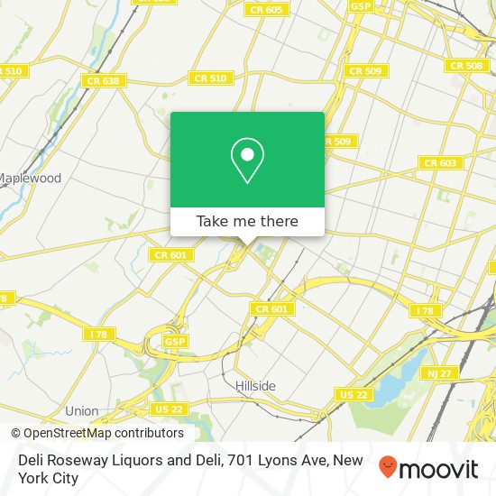 Mapa de Deli Roseway Liquors and Deli, 701 Lyons Ave