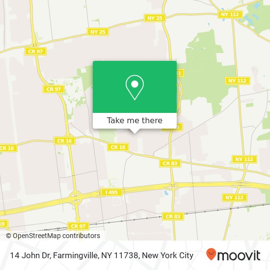 Mapa de 14 John Dr, Farmingville, NY 11738