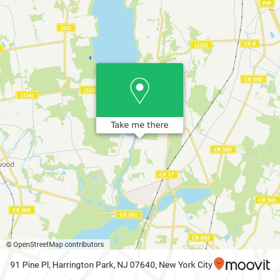 Mapa de 91 Pine Pl, Harrington Park, NJ 07640