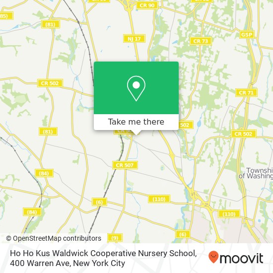 Mapa de Ho Ho Kus Waldwick Cooperative Nursery School, 400 Warren Ave