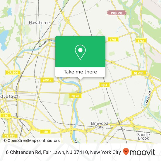 Mapa de 6 Chittenden Rd, Fair Lawn, NJ 07410