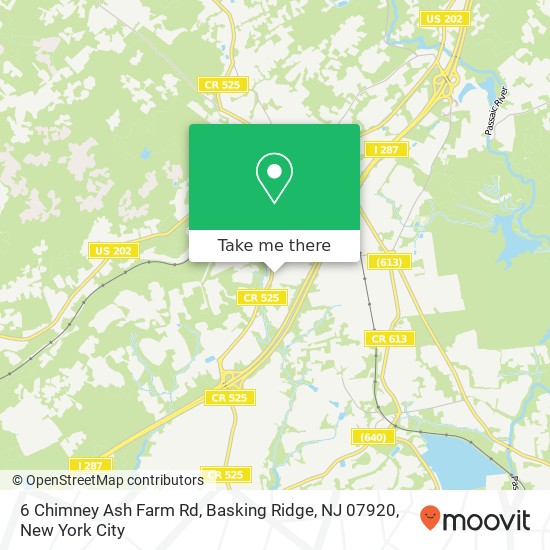 Mapa de 6 Chimney Ash Farm Rd, Basking Ridge, NJ 07920