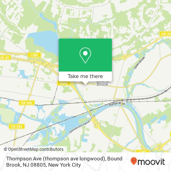 Mapa de Thompson Ave (thompson ave longwood), Bound Brook, NJ 08805