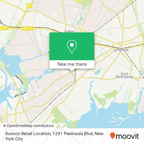 Mapa de Sunoco Retail Location, 1291 Peninsula Blvd