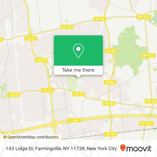 Mapa de 143 Lidge Dr, Farmingville, NY 11738