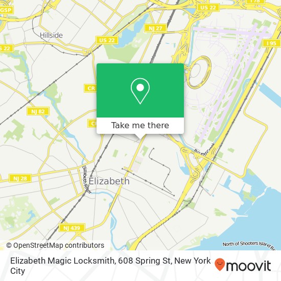 Mapa de Elizabeth Magic Locksmith, 608 Spring St