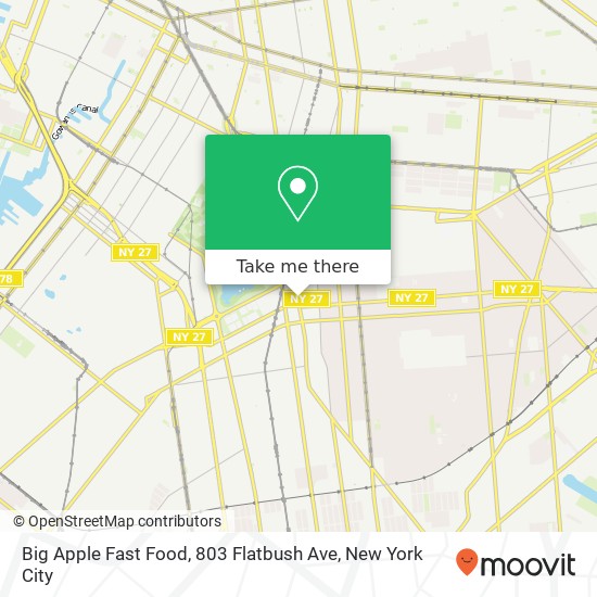 Mapa de Big Apple Fast Food, 803 Flatbush Ave