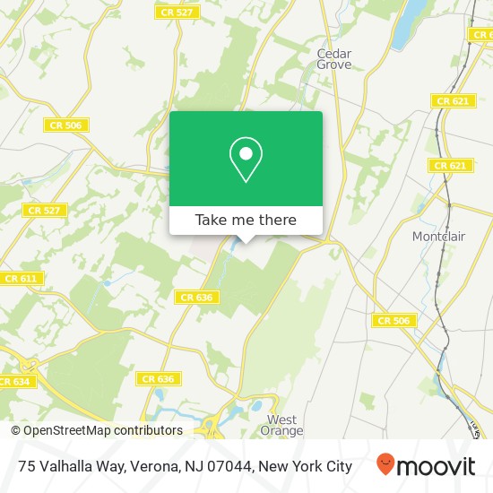 Mapa de 75 Valhalla Way, Verona, NJ 07044