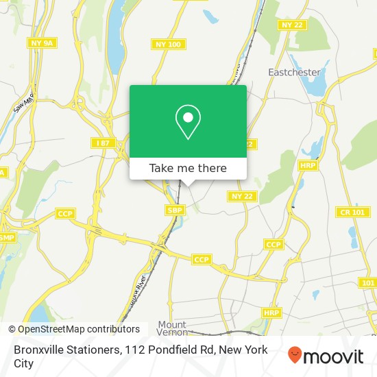 Bronxville Stationers, 112 Pondfield Rd map