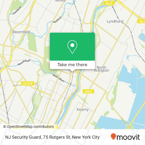 Mapa de NJ Security Guard, 75 Rutgers St
