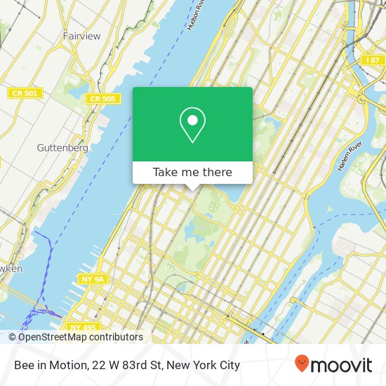 Bee in Motion, 22 W 83rd St map
