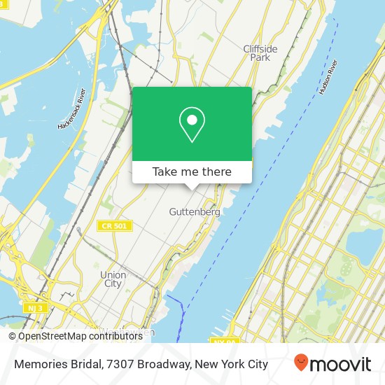 Mapa de Memories Bridal, 7307 Broadway