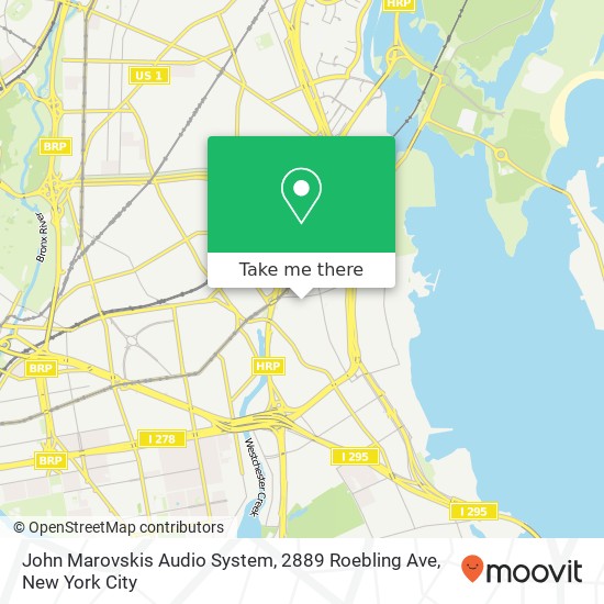 Mapa de John Marovskis Audio System, 2889 Roebling Ave