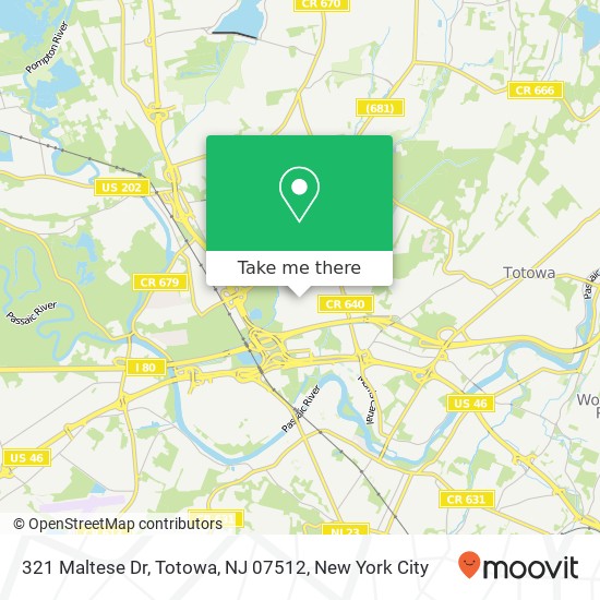 Mapa de 321 Maltese Dr, Totowa, NJ 07512