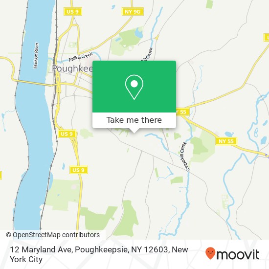 Mapa de 12 Maryland Ave, Poughkeepsie, NY 12603