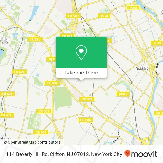 Mapa de 114 Beverly Hill Rd, Clifton, NJ 07012