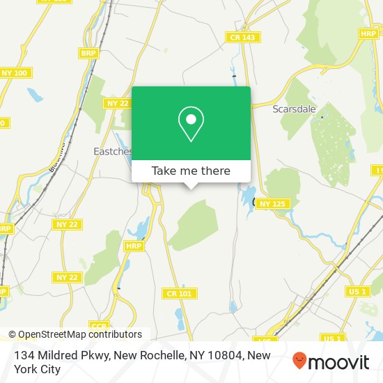 Mapa de 134 Mildred Pkwy, New Rochelle, NY 10804