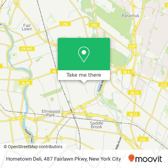 Mapa de Hometown Deli, 487 Fairlawn Pkwy
