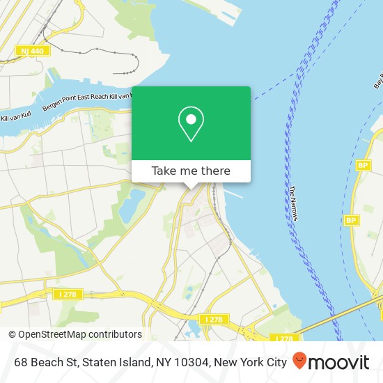 Mapa de 68 Beach St, Staten Island, NY 10304