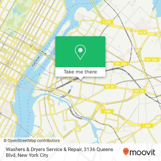 Mapa de Washers & Dryers Service & Repair, 3136 Queens Blvd