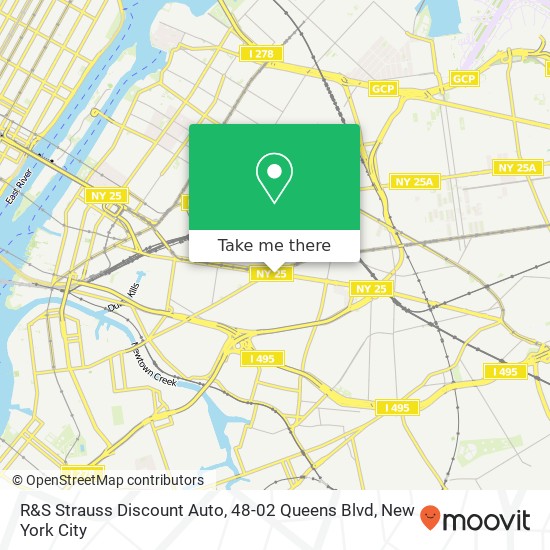 Mapa de R&S Strauss Discount Auto, 48-02 Queens Blvd