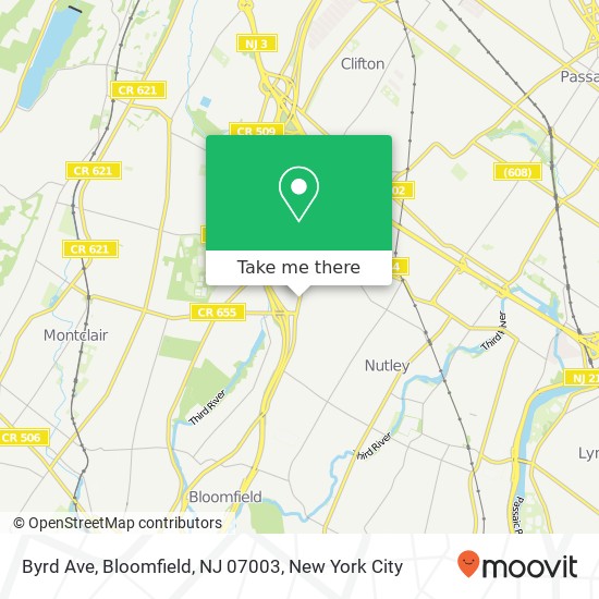 Mapa de Byrd Ave, Bloomfield, NJ 07003