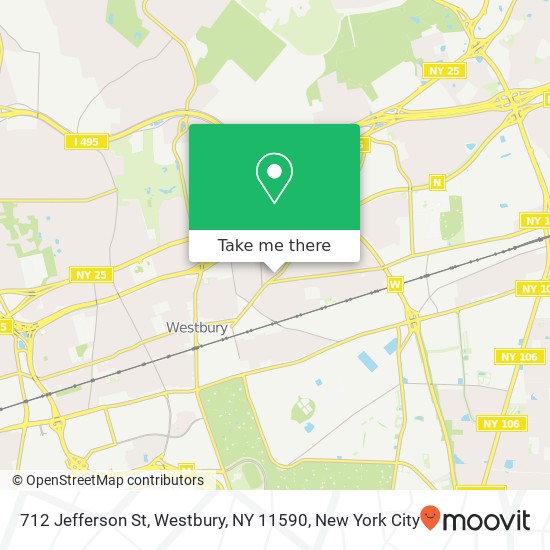 Mapa de 712 Jefferson St, Westbury, NY 11590
