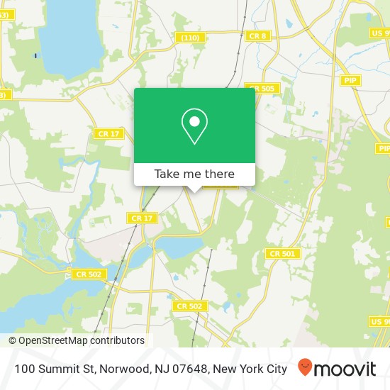 Mapa de 100 Summit St, Norwood, NJ 07648