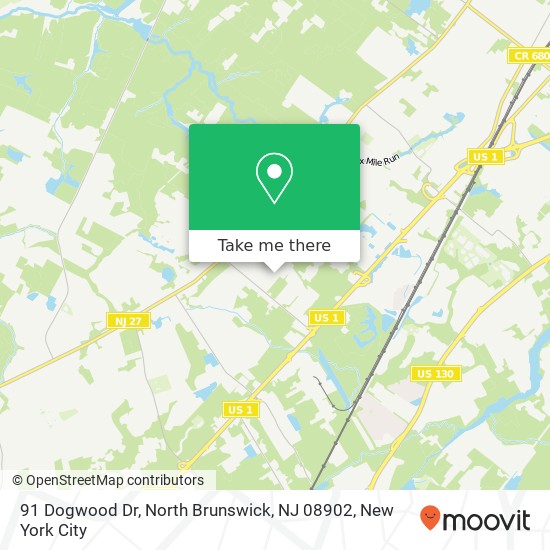 Mapa de 91 Dogwood Dr, North Brunswick, NJ 08902