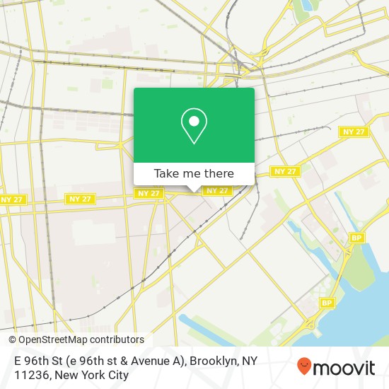 Mapa de E 96th St (e 96th st & Avenue A), Brooklyn, NY 11236