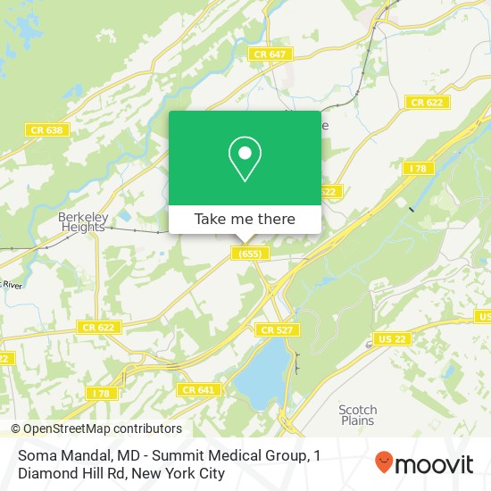 Mapa de Soma Mandal, MD - Summit Medical Group, 1 Diamond Hill Rd