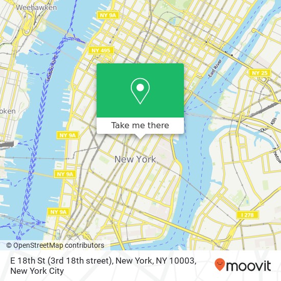 E 18th St (3rd 18th street), New York, NY 10003 map