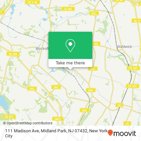 Mapa de 111 Madison Ave, Midland Park, NJ 07432