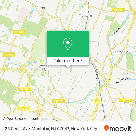 Mapa de 25 Cedar Ave, Montclair, NJ 07042