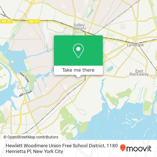 Hewlett Woodmere Union Free School District, 1180 Henrietta Pl map