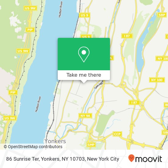 Mapa de 86 Sunrise Ter, Yonkers, NY 10703