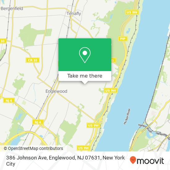 Mapa de 386 Johnson Ave, Englewood, NJ 07631