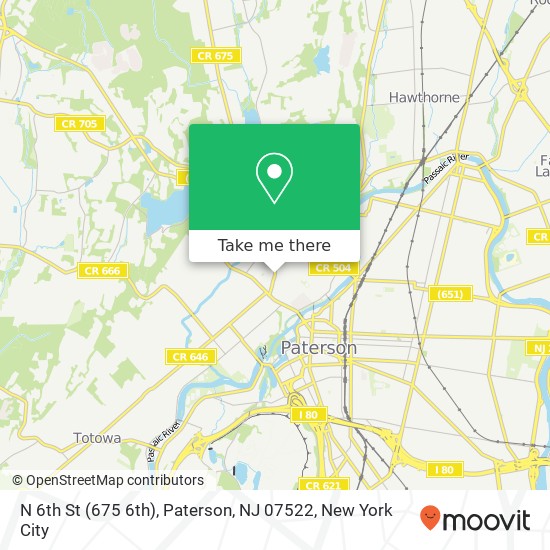 Mapa de N 6th St (675 6th), Paterson, NJ 07522