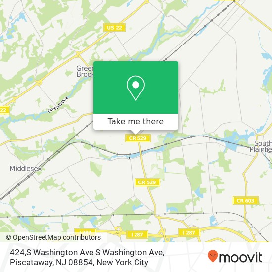 Mapa de 424,S Washington Ave S Washington Ave, Piscataway, NJ 08854