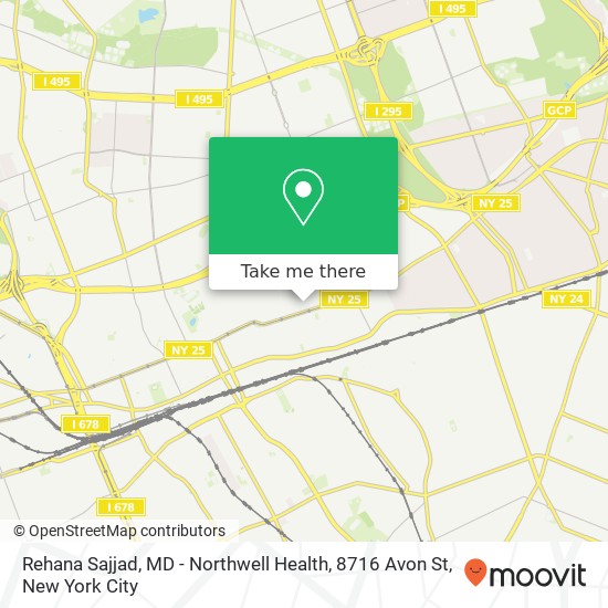 Mapa de Rehana Sajjad, MD - Northwell Health, 8716 Avon St