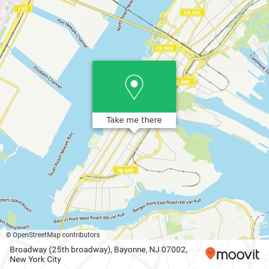 Mapa de Broadway (25th broadway), Bayonne, NJ 07002