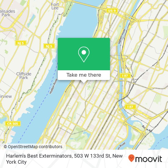 Mapa de Harlem's Best Exterminators, 503 W 133rd St