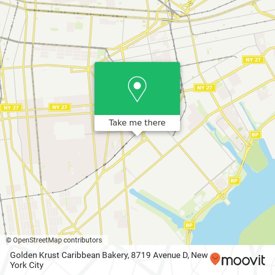 Mapa de Golden Krust Caribbean Bakery, 8719 Avenue D