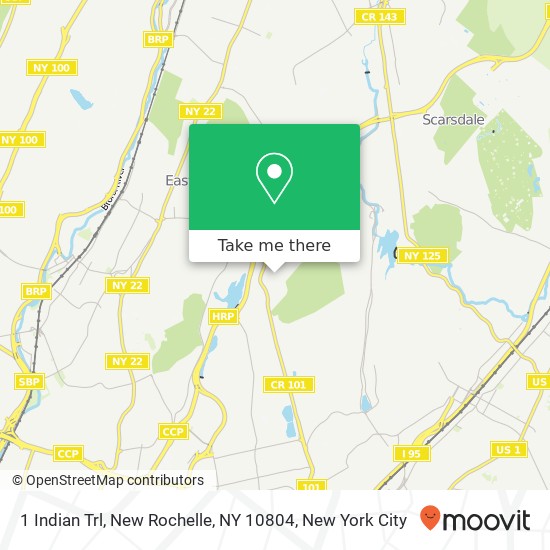 Mapa de 1 Indian Trl, New Rochelle, NY 10804