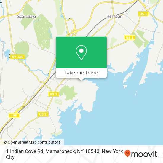 Mapa de 1 Indian Cove Rd, Mamaroneck, NY 10543