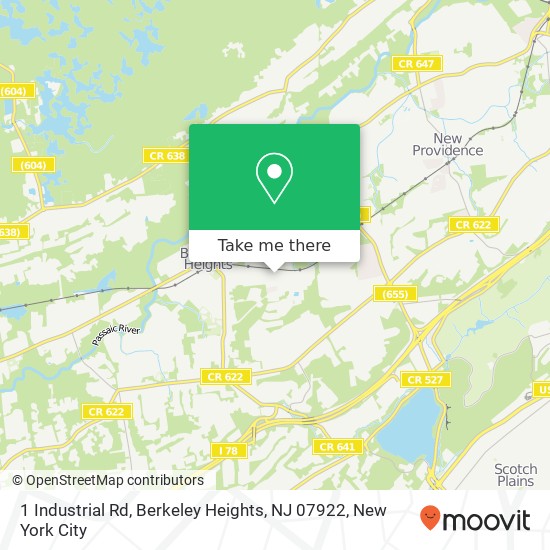 Mapa de 1 Industrial Rd, Berkeley Heights, NJ 07922